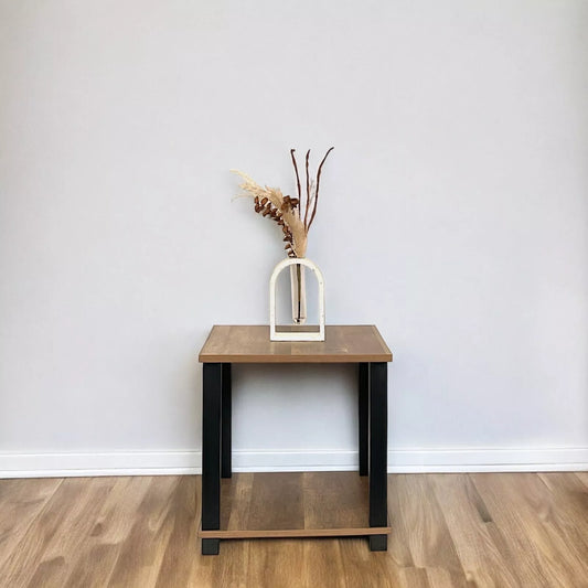 2 Tier Side Table Walnut Finish with Shelf