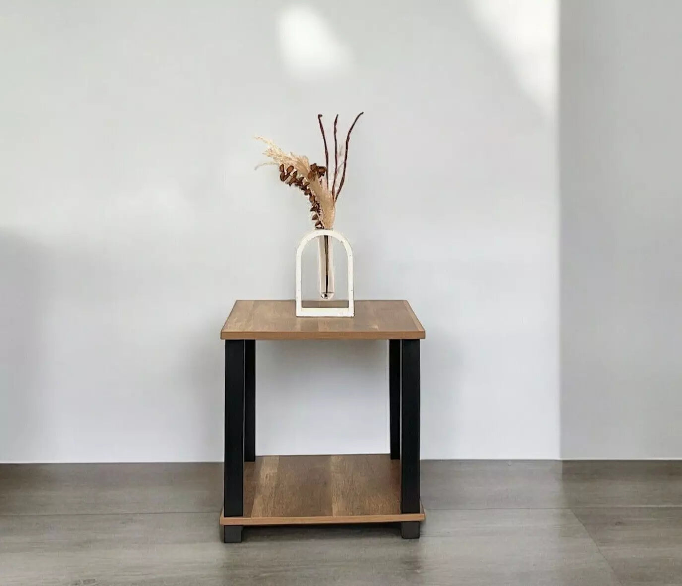 2 Tier Side Table Walnut Finish with Shelf