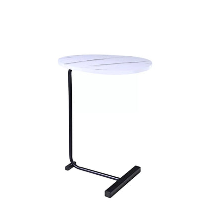 Modern Side Table C Shaped White Marble