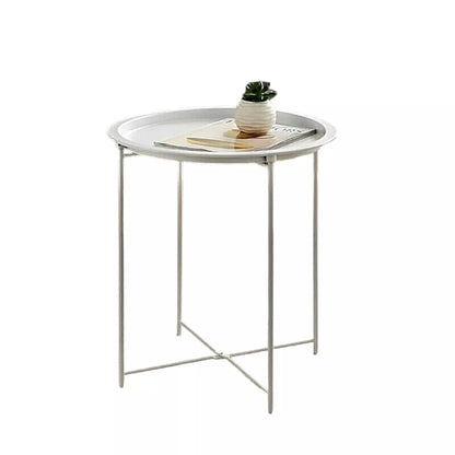 White Metal Side Table Round