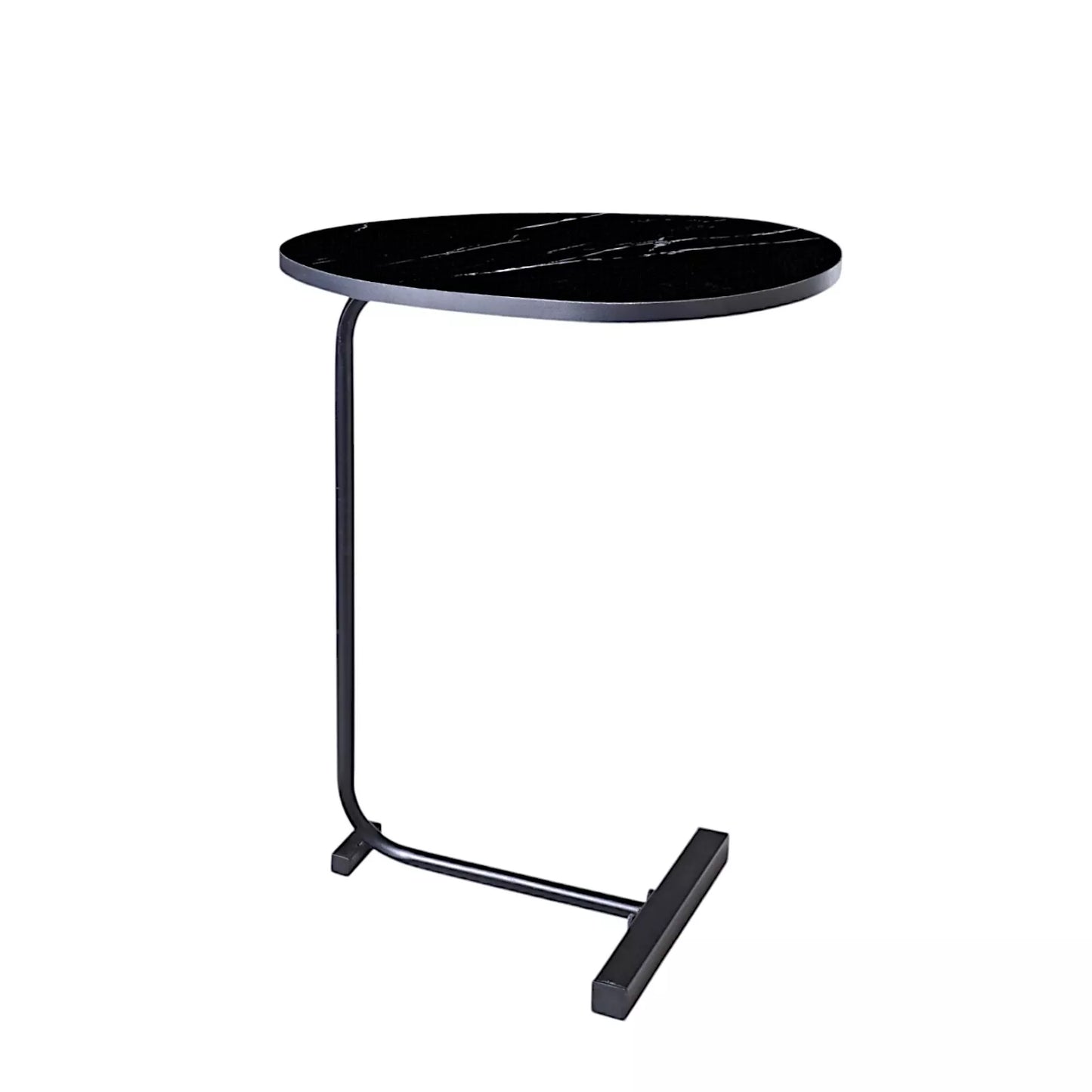 Modern Side Table C Shaped Black Marble