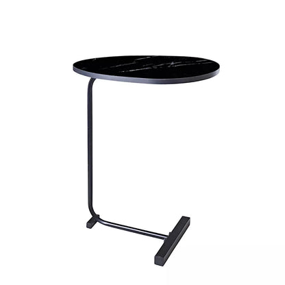 Modern Side Table C Shaped Black Marble