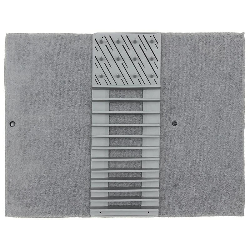 Addis 2-in-1 Dish Drying Mat With Plate Rack [Grey]
