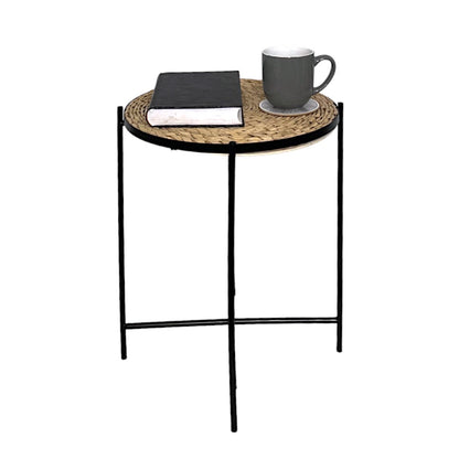 Rattan Design Metal Side Coffee Tray Table