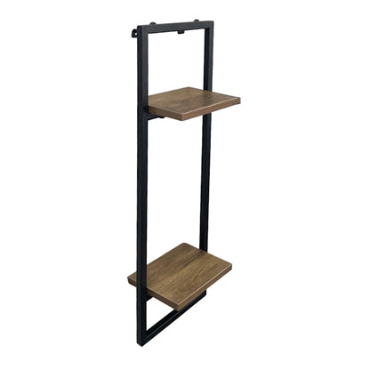 2 Tier Shelf Oak Effects with Black Metal Frame