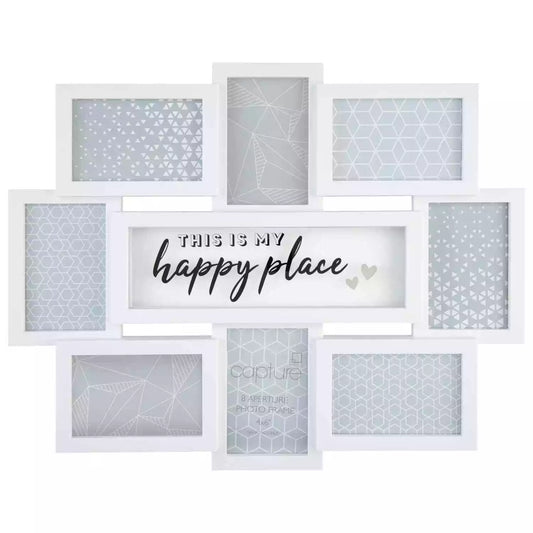 Large multi picture photo frame (Happy Place / White)