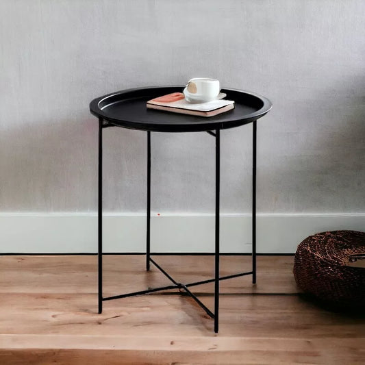 Black Metal Side Table Round