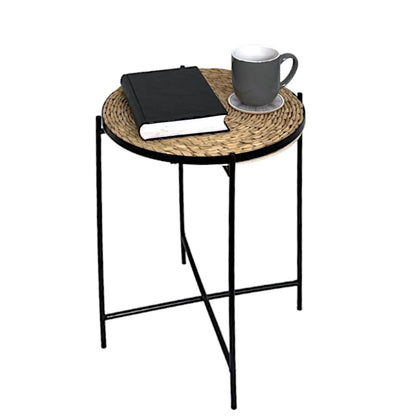 Rattan Design Metal Side Coffee Tray Table
