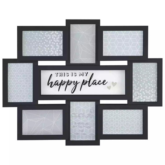 Large multi picture photo frame (Happy Place / Black)