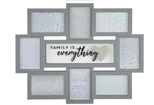Large multi picture photo frame ( Family is Everything / Grey)
