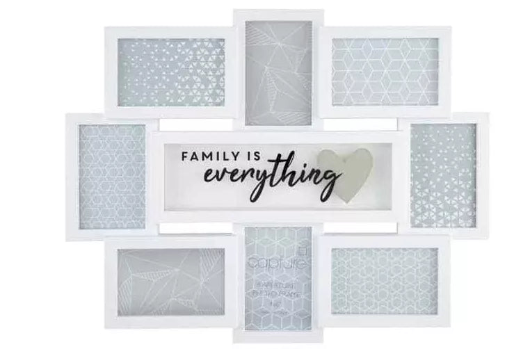 Large multi picture photo frame (Family is Everything / White)