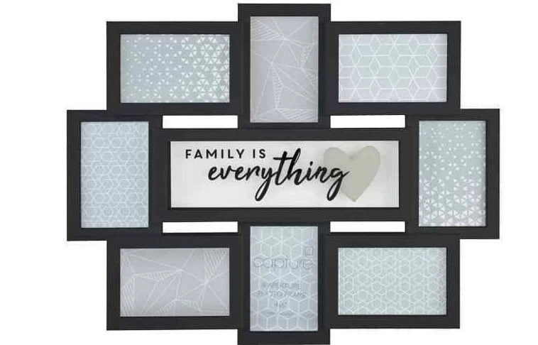 Large multi picture photo frame (Family is Everything / Black)