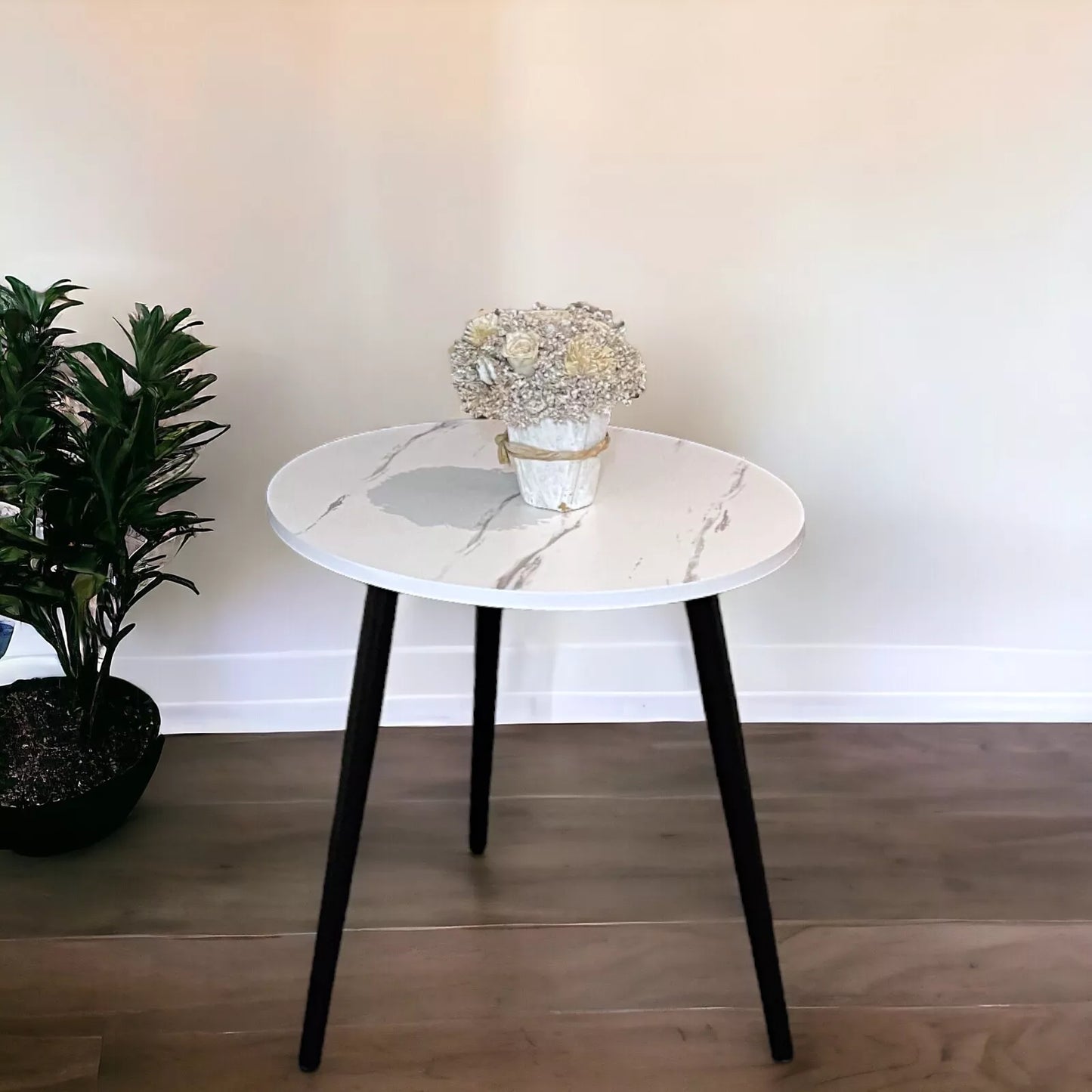 Stylish Marble Effect White Side table