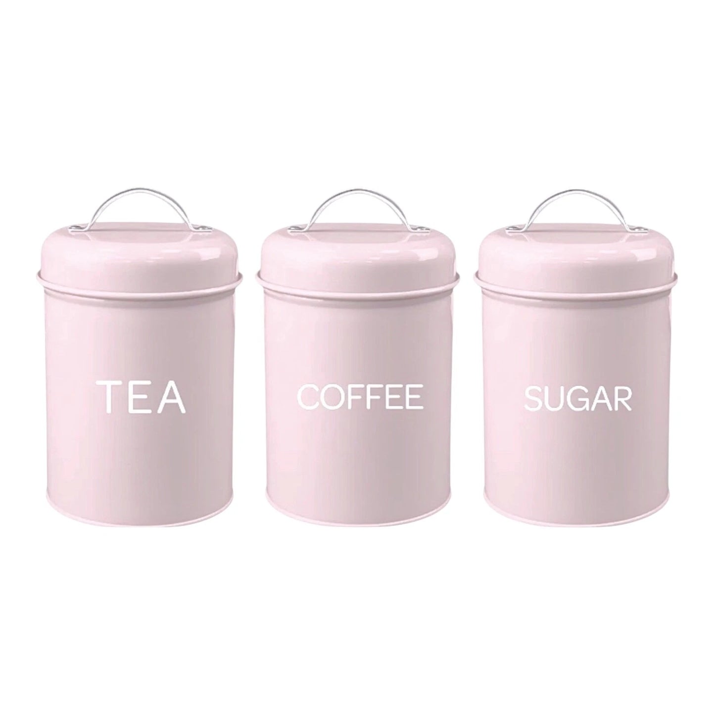 Set of 3 Canister Tea Coffee Sugar (Pink)