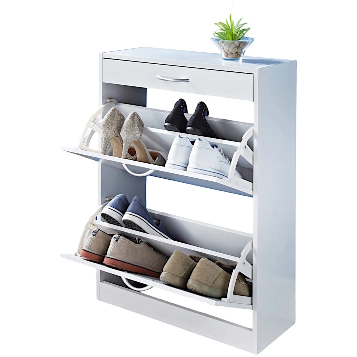 Shoe Storage Cabinet Cupboard 2 Cabinet with 1 Drawer
