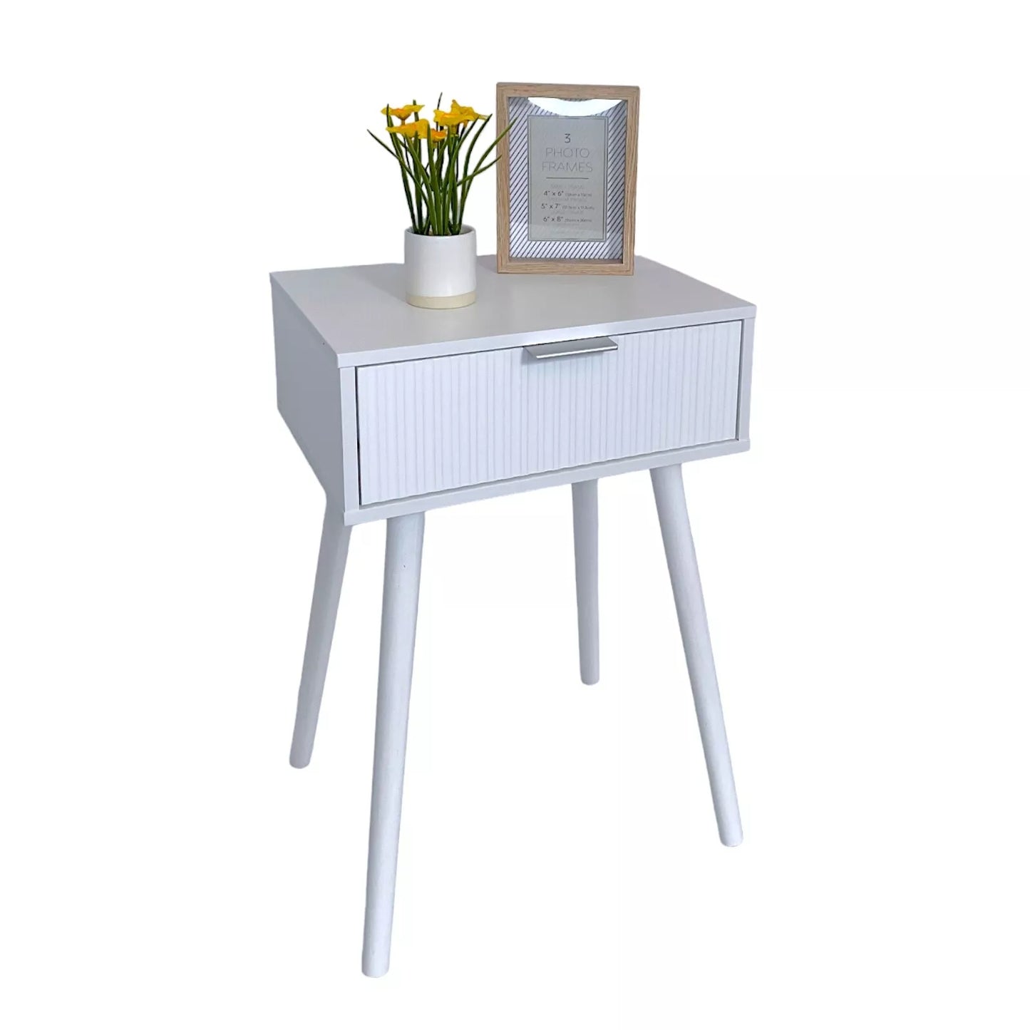 White Bedside Table With 1 Drawer