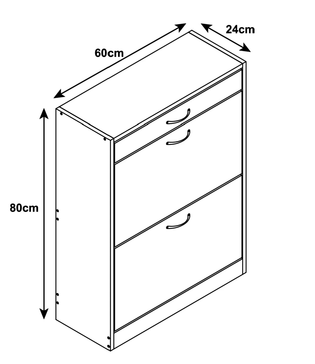 Shoe Storage Cabinet Cupboard 2 Cabinet with 1 Drawer
