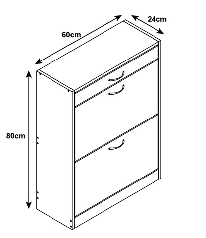 Shoe Storage Cabinet Cupboard 2 Cabinet with 1 Drawer