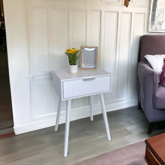 White Bedside Table With 1 Drawer