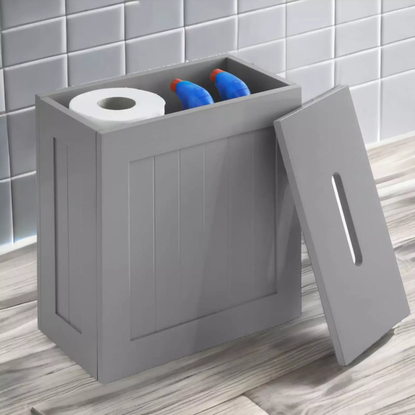 Wooden Grey Toilet  Storage