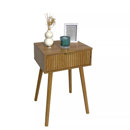 Oak Bedside Table With 1 Drawer Wooden Legs