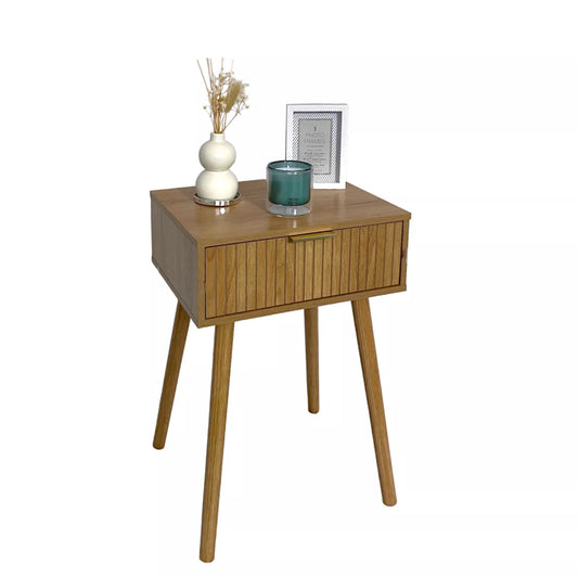 Oak Bedside Table With 1 Drawer Wooden Legs