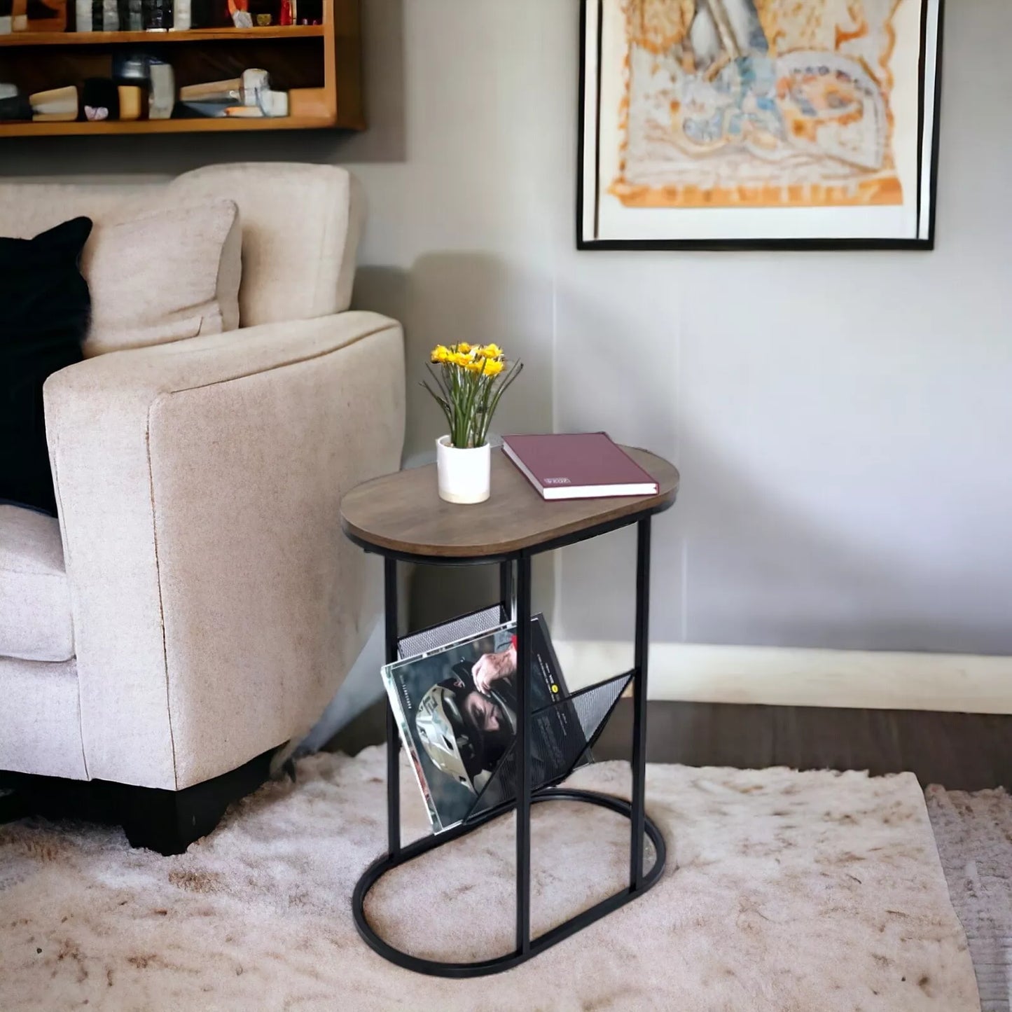 Side Table Magazine Rack Shelf