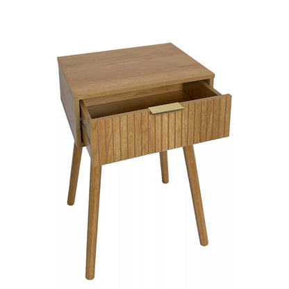Oak Bedside Table With 1 Drawer Wooden Legs