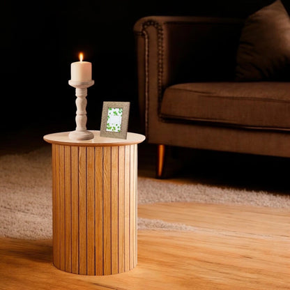 Oak Effect Round Side Table