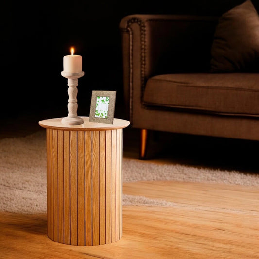Oak Effect Round Side Table