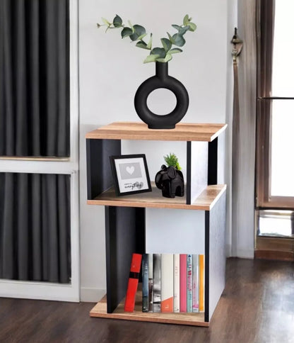 Small Side Table Rustic Oak & Black Wood