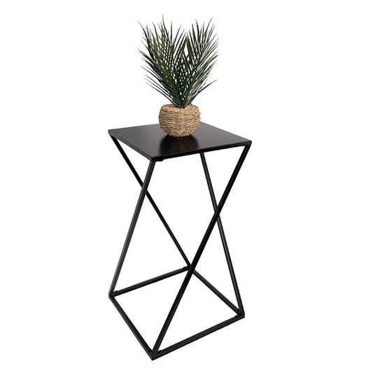 Black Side Table Twisted Table with Metal Frame