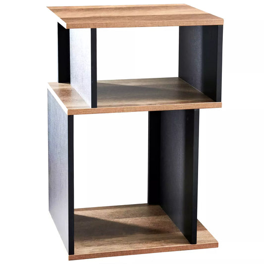 Small Side Table Rustic Oak & Black Wood