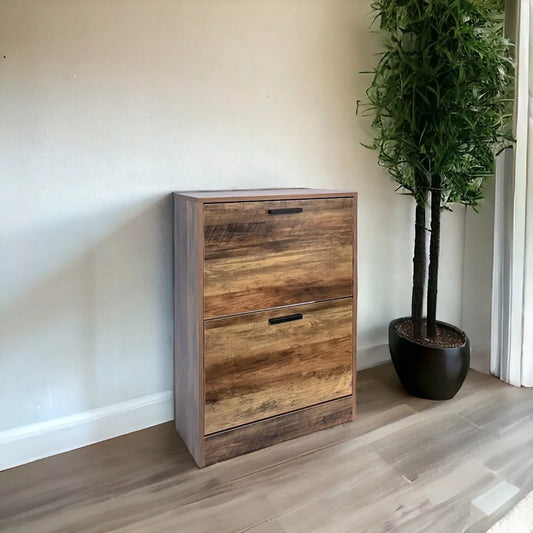 2 Drawer Shoe Storage Cabinet Cupboard