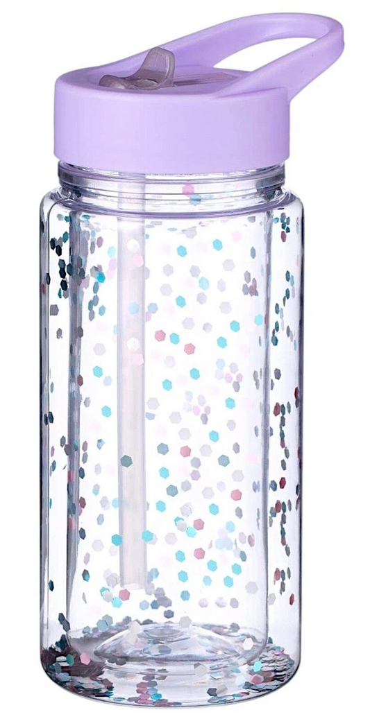 Glitter Filled BPA Free Novelty Water Bottle- 260ml - Purple