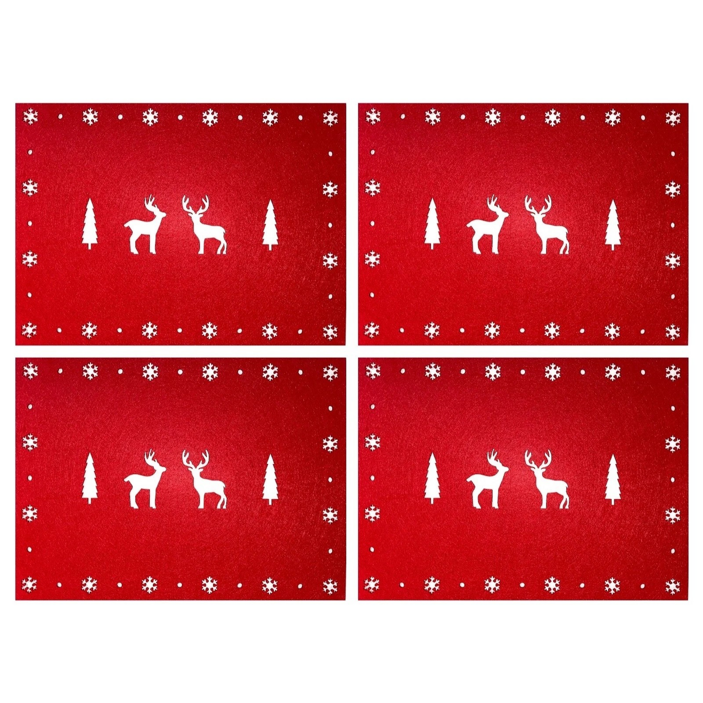 Christmas Placemats & Coasters Set - 8pc- Red