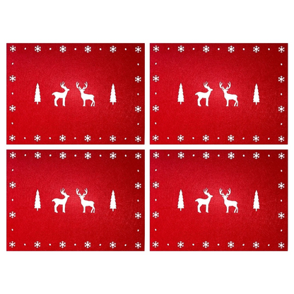 Christmas Placemats & Coasters Set - 8pc- Red