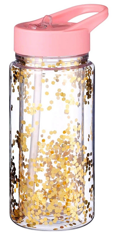 Glitter Filled BPA Free Novelty Water Bottle - 260ml - Gold