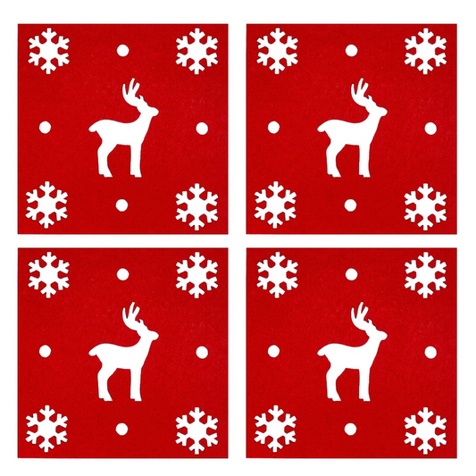 Christmas Placemats & Coasters Set - 8pc- Red