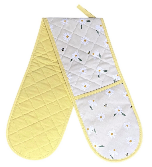 Bees & Daisies Double Oven Glove Oven Mitts - Cotton